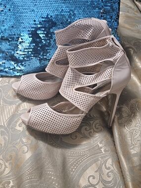 Hush Puppies Blush Perforated Cutout Peep-Toe Stiletto Heels